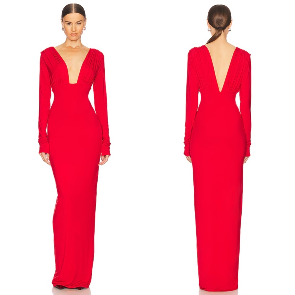 Helsa Jersey Deep V Maxi Dress in Chile Size Medium NEW! New with tags! - Picture 2 of 10